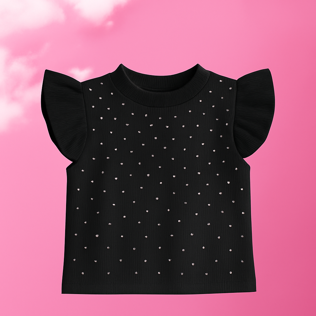 Kit com 3 Blusas Infantis Caneladas Manga Princesa