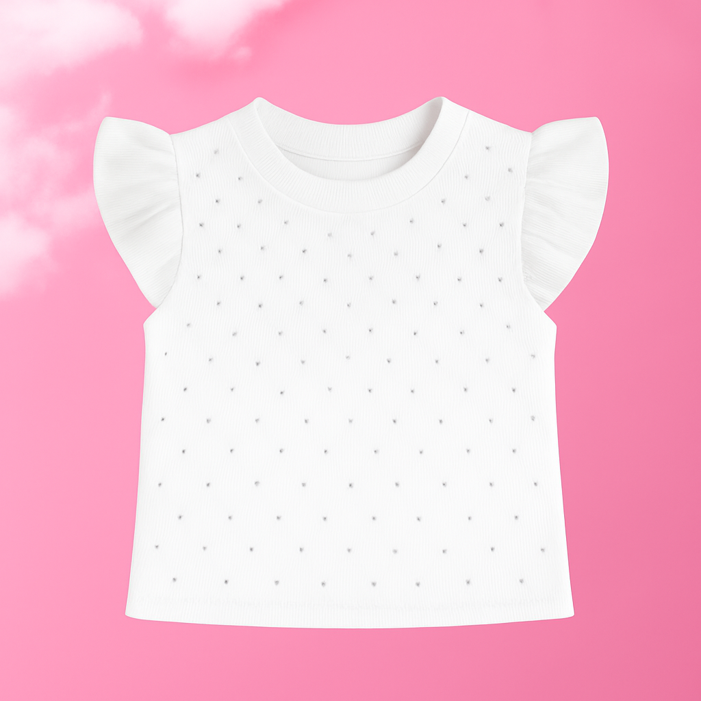 Kit com 3 Blusas Infantis Caneladas Manga Princesa
