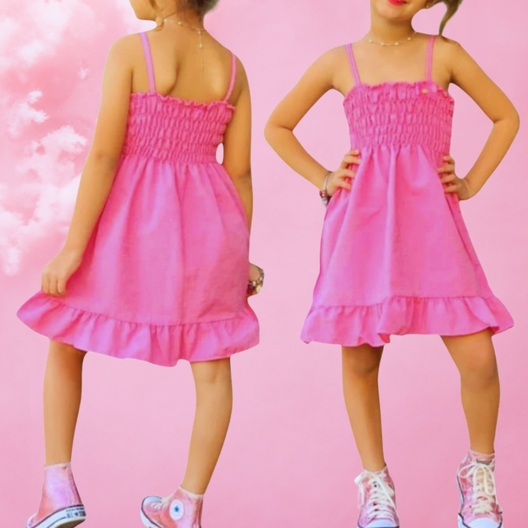 Kit com 3 Vestidos Infantis em Linho