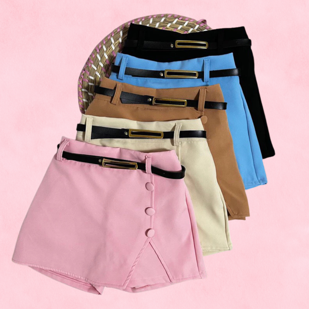 KIT  SHORTS SAIA MENINAS INFANTIL ALFAIATARIA