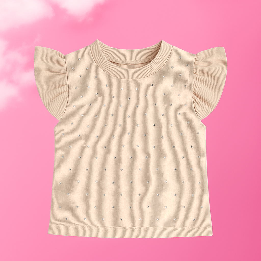 Kit com 3 Blusas Infantis Caneladas Manga Princesa
