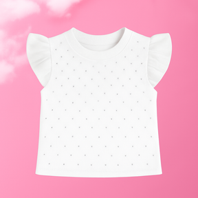 Kit com 3 Blusas Infantis Caneladas Manga Princesa