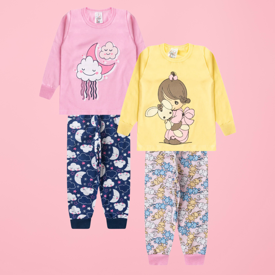 Kit 6 Peças Pijama Infantil Feminino