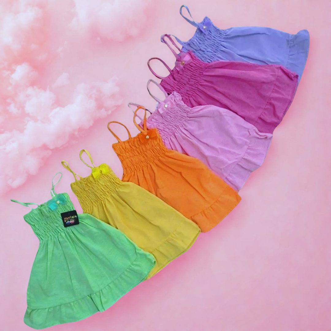 Kit com 3 Vestidos Infantis em Linho